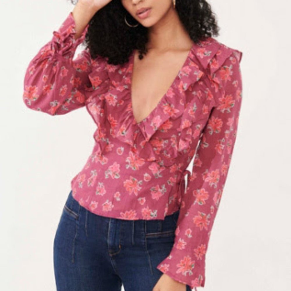 Free People Amanda Ruffle Wrap Top